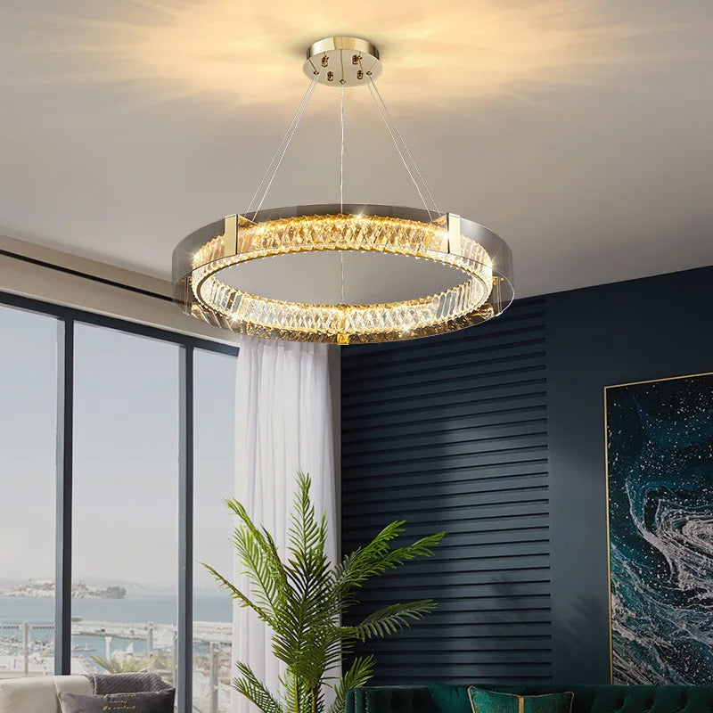 plafonnier rond cristal de luxe led pour décoration intérieure