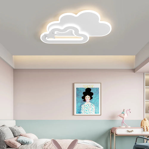 Kreative LED-Deckenleuchte für das Kinderzimmer mit Flugzeug- und Wolkenmotiv - vue 3 sur 11