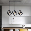 Black Geometric Pendant Lighting Modern Square Hanging Light Ceiling Fixture for Kitchen Island, Foyer, Hallway, Bedroom E27