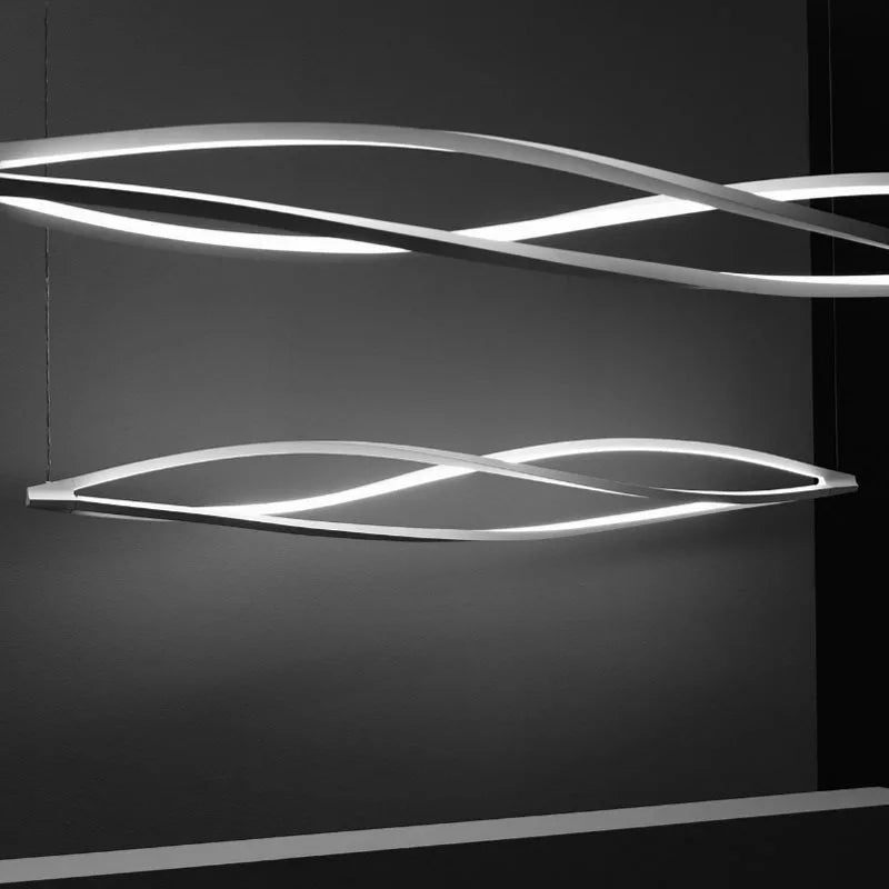 SANDYHA nordique longue bande salle à manger lustre créatif vague Style Art lampara De Techo Led Para Sala étude barre suspension - vue 5 sur 10