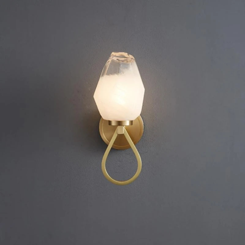 Moderne Wandleuchte aus Messing mit weißem Glas - vue 3 sur 10