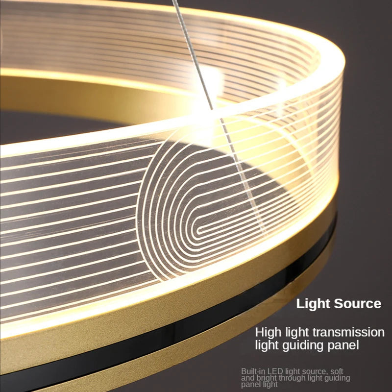 lustre de luxe italien moderne acrylique anneau lumineux créatif simple - vue 7 sur 22