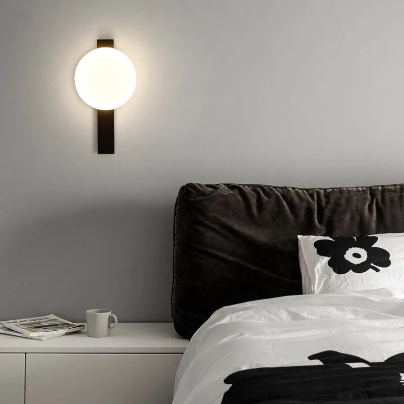 Applique murale en verre moderne noire longue orbe lumière pour salon escaliers chambre salle d'étude balcon couloir restaurant luminaires - vue 6 sur 9