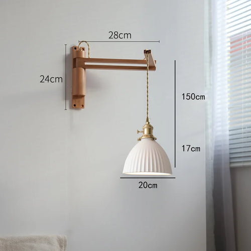 LED-Wandleuchte Retro Japanisch Teleskopisch aus Messing und Glas - vue 11 sur 15