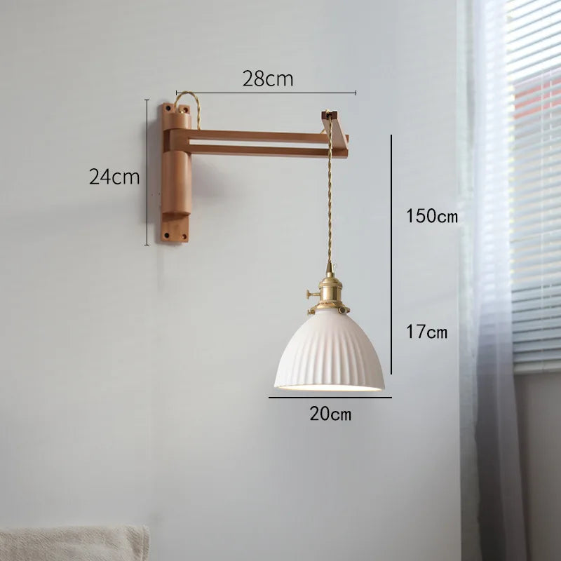 LED-Wandleuchte Retro Japanisch Teleskopisch aus Messing und Glas - vue 10 sur 15