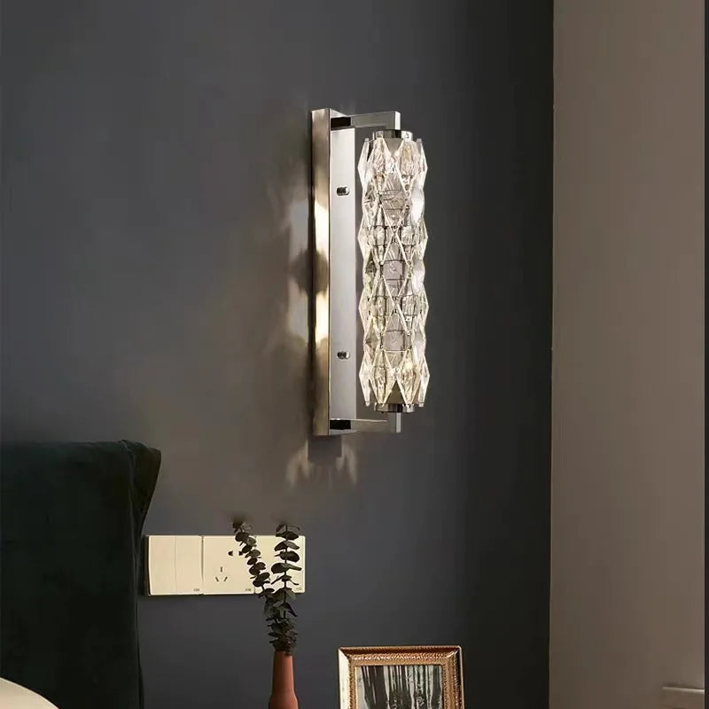 applique murale led chromée en verre de cristal avec 3 gradations variables - vue 3 sur 8