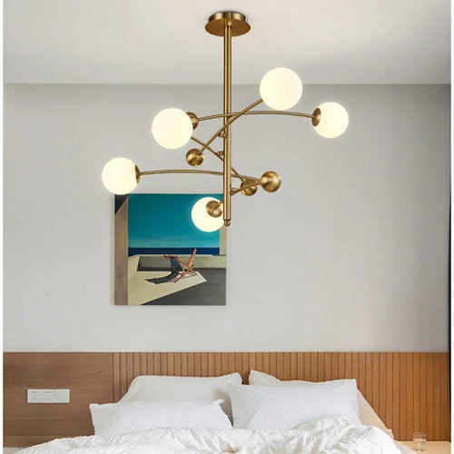 Lustre nordique en cuivre à 5 têtes