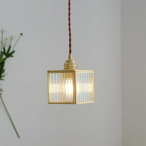 suspension vintage en cuivre avec verre pour éclairage intérieur - vue 4 sur 9