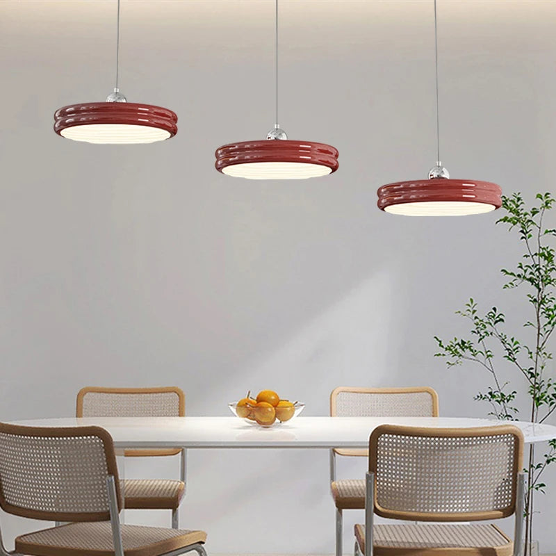 Suspension de luxe moderne dimmable avec abat-jour circulaire en fer - vue 7 sur 18