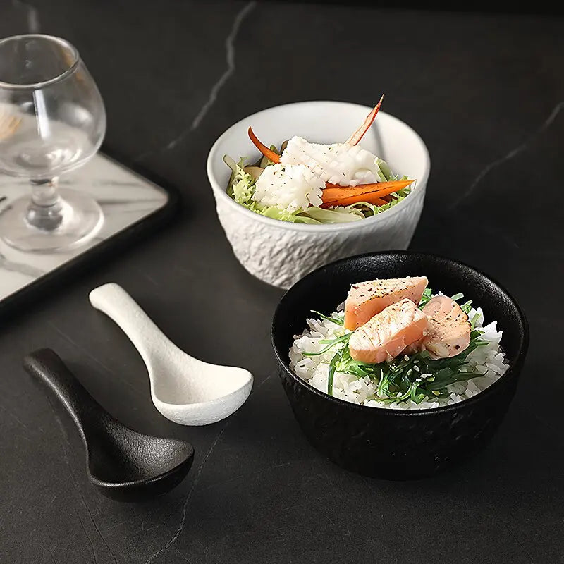 Vaisselle ceramique mate style roche bols assiettes saladiers - vue 3 sur 7