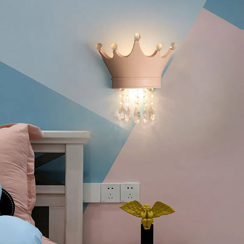 Kristall-Wandleuchte mit Krone für das Kinderzimmer – Luxus Nachttischlampe Prinzessin - vue 2 sur 9