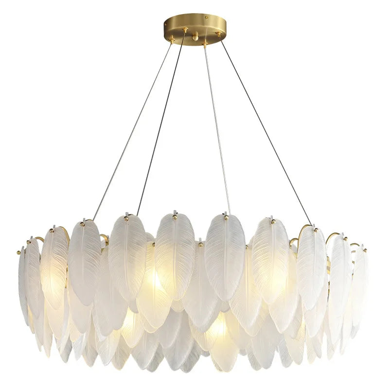Feather Glass Led Chandelier Pendant Lights Suspension Hanging Lamp for Living Room Bedroom - vue 2 sur 12