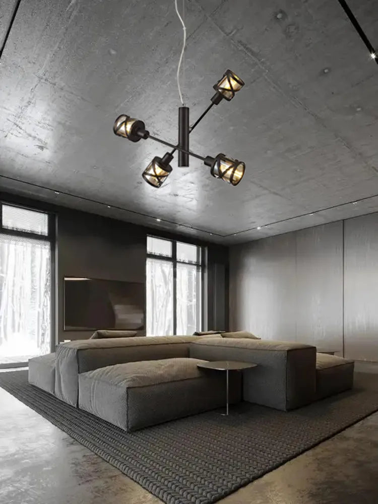 lustre moderne nordique réglable en verre rétro industriel créatif - vue 3 sur 7