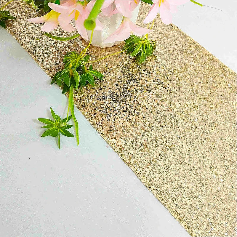 Chemin de table paillettes orange decoration fete mariage