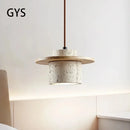 Suspension style japonais led vintage en pierre et bois