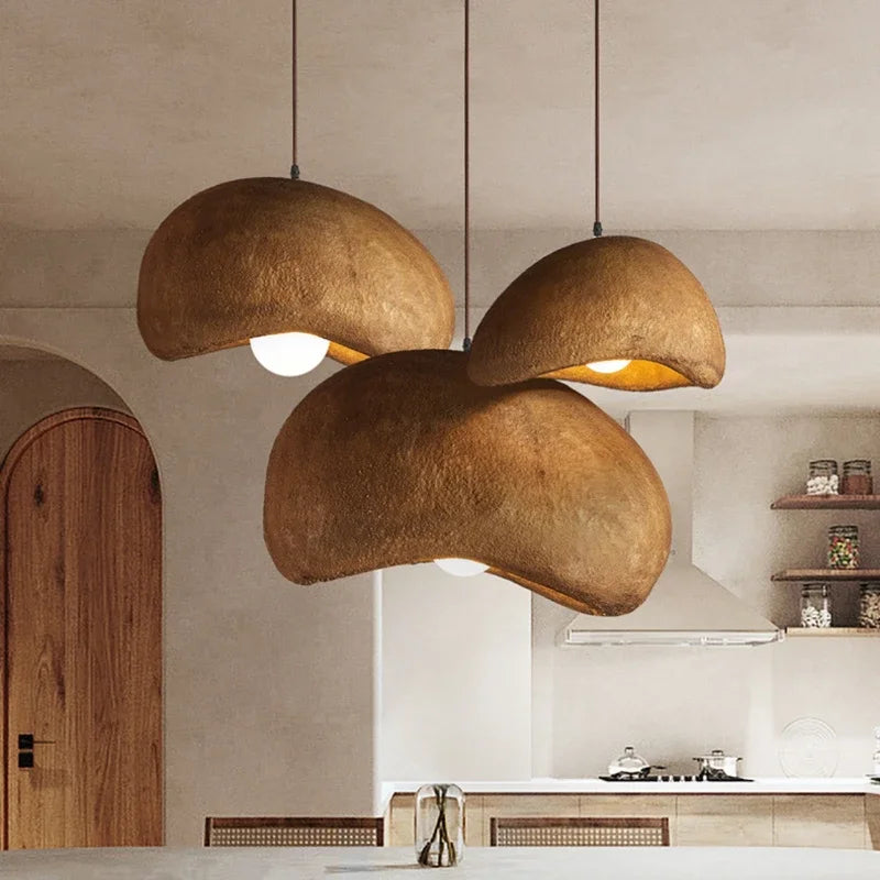 suspension led wabi-sabi nordique en résine pour café loft - vue 3 sur 29