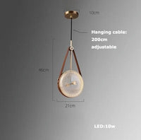 LED-Pendelleuchte mit Leder und Glas im Retro-Design