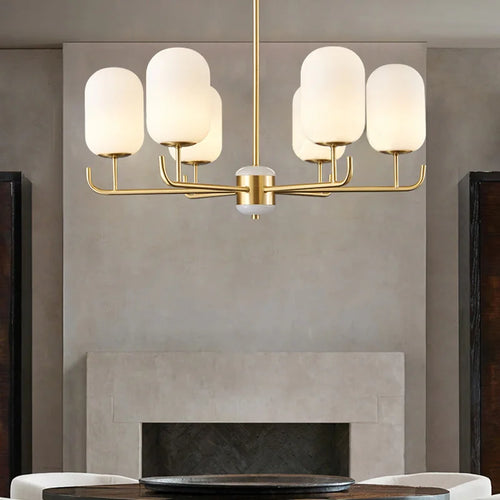 Lustres LED en cuivre complet poste lumineux moderne luxe Foyer chambre étude verre suspension lampe salle à manger hôtel luminaires