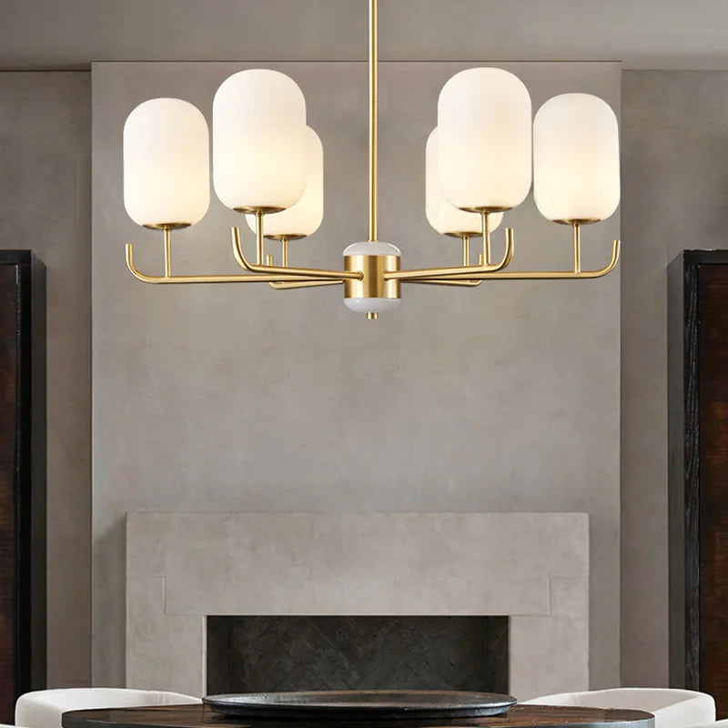 Lustres LED en cuivre complet poste lumineux moderne luxe Foyer chambre étude verre suspension lampe salle à manger hôtel luminaires - vue 5 sur 10