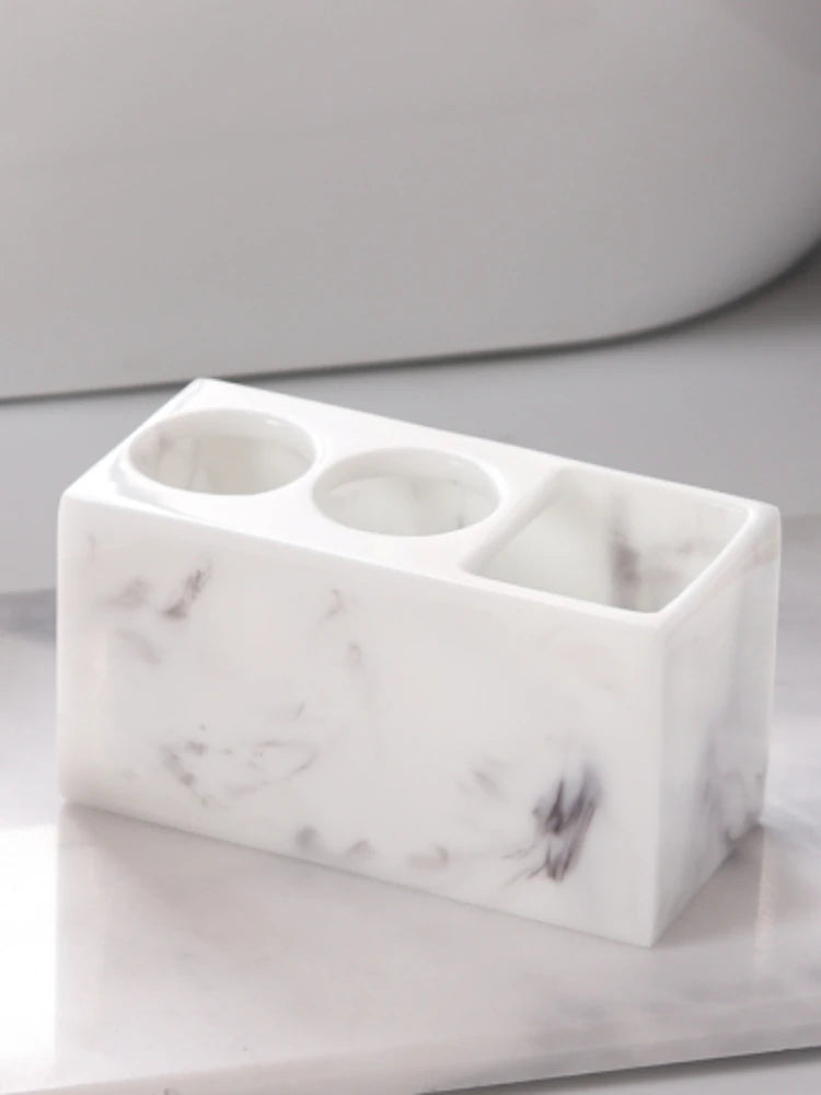support brosse à dents créatif en résine marbrée multifonction - vue 7 sur 7