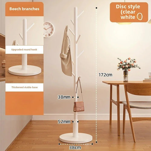 Solid Wood Clothes Hanger, Floor Standing Rack, Household Clothes Rack, Vertical Clothes Pole, Bedroom Rack Coat Rack Stand - vue 4 sur 8