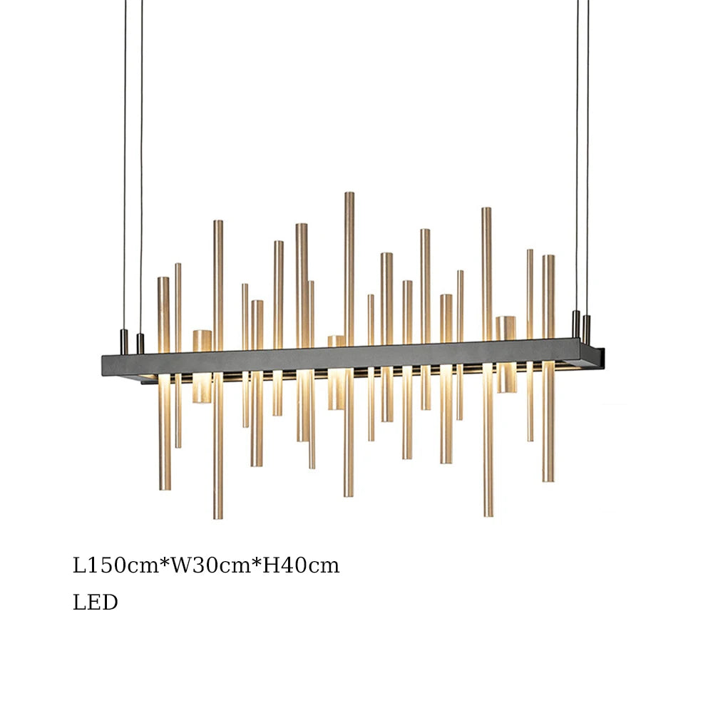 lustre minimaliste en acier inoxydable noir design postmoderne - vue 12 sur 16