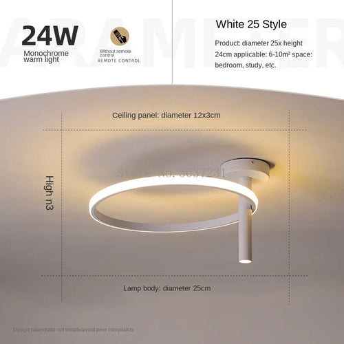 Moderner LED-Deckenleuchte Minimalistisch Ringförmig für Wohnräume - vue 19 sur 24