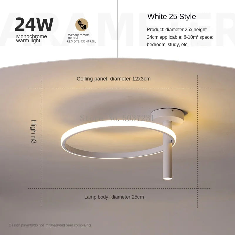 Moderner LED-Deckenleuchte Minimalistisch Ringförmig für Wohnräume - vue 19 sur 24