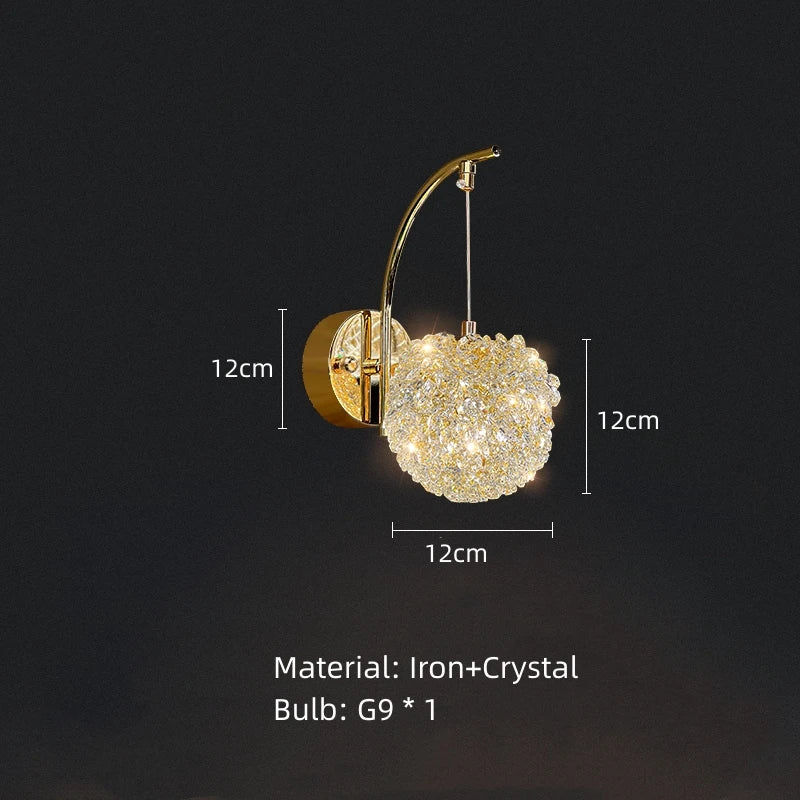 applique murale en cristal et métal doré design élégant pour intérieur moderne - vue 9 sur 10