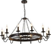 Retro Iron Art Chandelier with Creative Personality, Nostalgic Industrial Style Candle Chandelier, Living Room Lighting Fixture