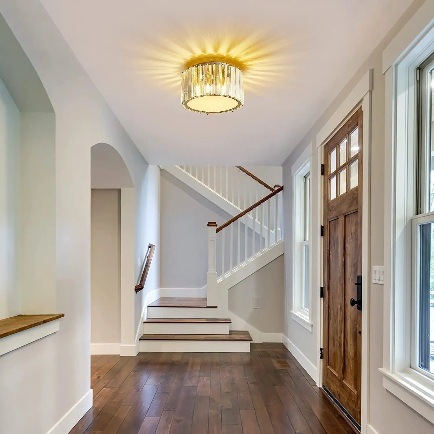 lustre en cristal led rond de luxe pour éclairage intérieur - vue 5 sur 7