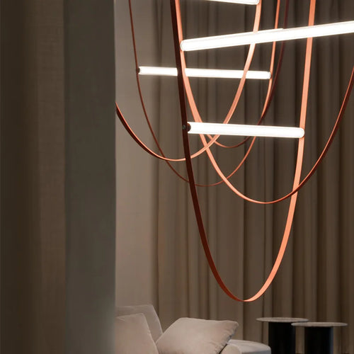 Italienischer Design-Kronleuchter mit LED-Röhrenlampe - vue 3 sur 14