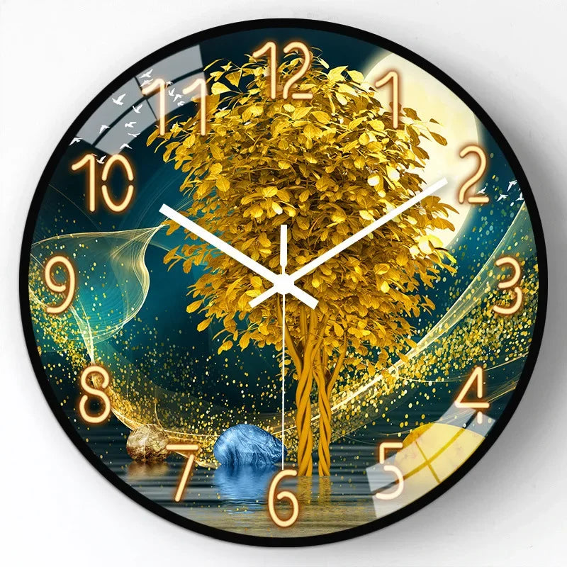 horloge murale en verre design moderne style chinois créatif et muet - vue 10 sur 11