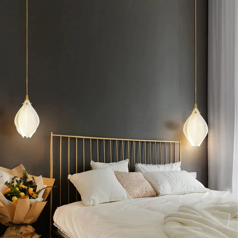 Suspension design Escalier moderne hôtel luxe en céramique pétale lumière LED - vue 6 sur 18