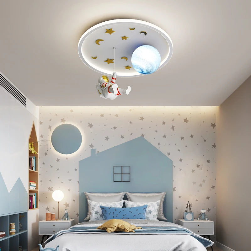 plafonnier led nordique créatif planète astronaute pour enfants - vue 5 sur 12