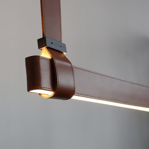 Lustre moderne LED minimaliste en cuir Crosby - vue 5 sur 6