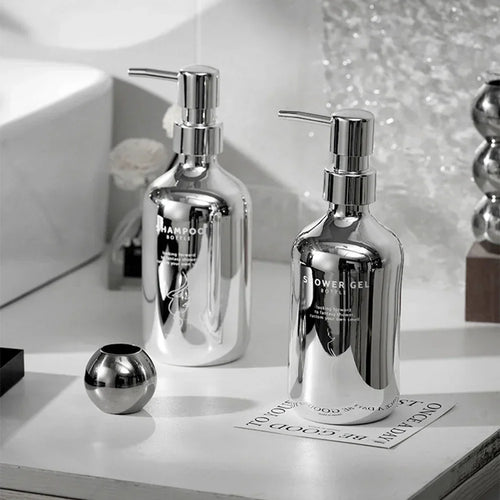 distributeur de savon moussant plaqué argent portable luxe - vue 2 sur 9