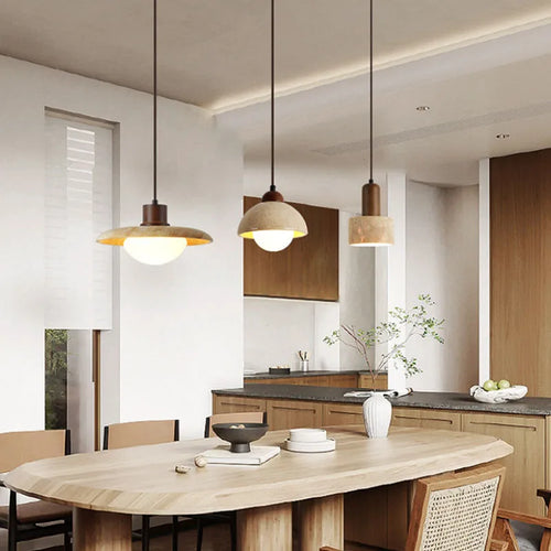 LED-Pendelleuchte aus Naturstein mit verstellbarem Kabel - vue 3 sur 13
