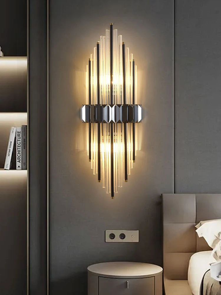 applique murale moderne en acier inoxydable et cristal décoratif