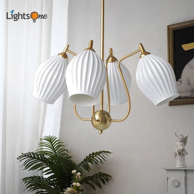 Lustre en céramique pour salon français - vue 4 sur 10