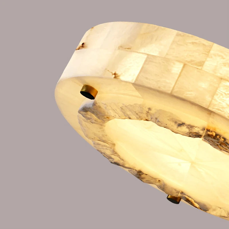 plafonnier luxueux en marbre naturel suspendu grand luminaire - vue 7 sur 9