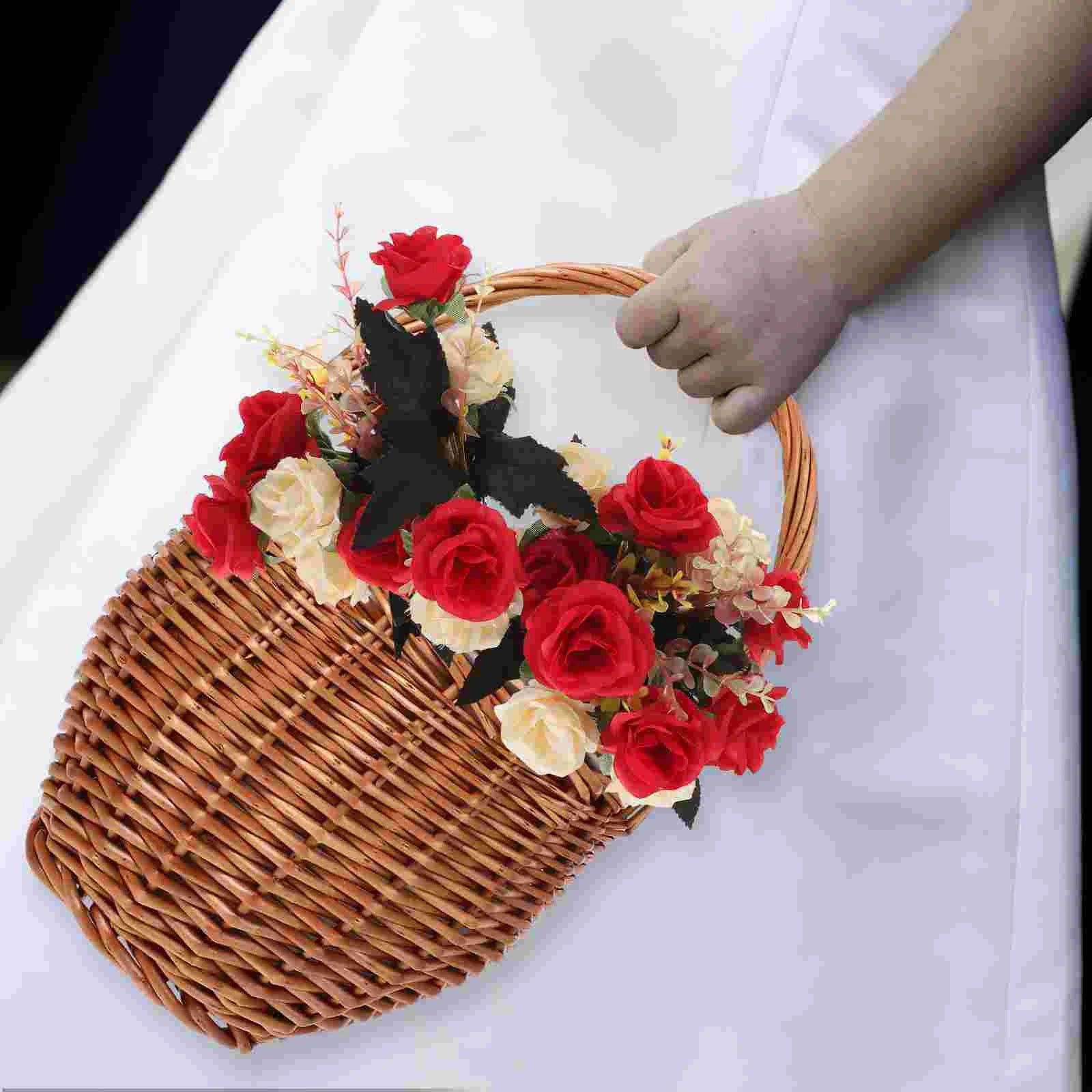 panier de pique-nique en osier pliable avec fleurs - vue 8 sur 8
