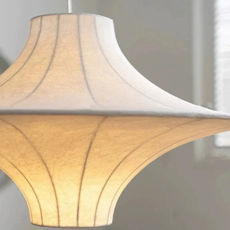 lustre wabi sabi minimaliste en soie avec led intégrée - vue 4 sur 7