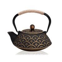 Theiere japonaise fonte emaillee avec infuseur motif traditionnel