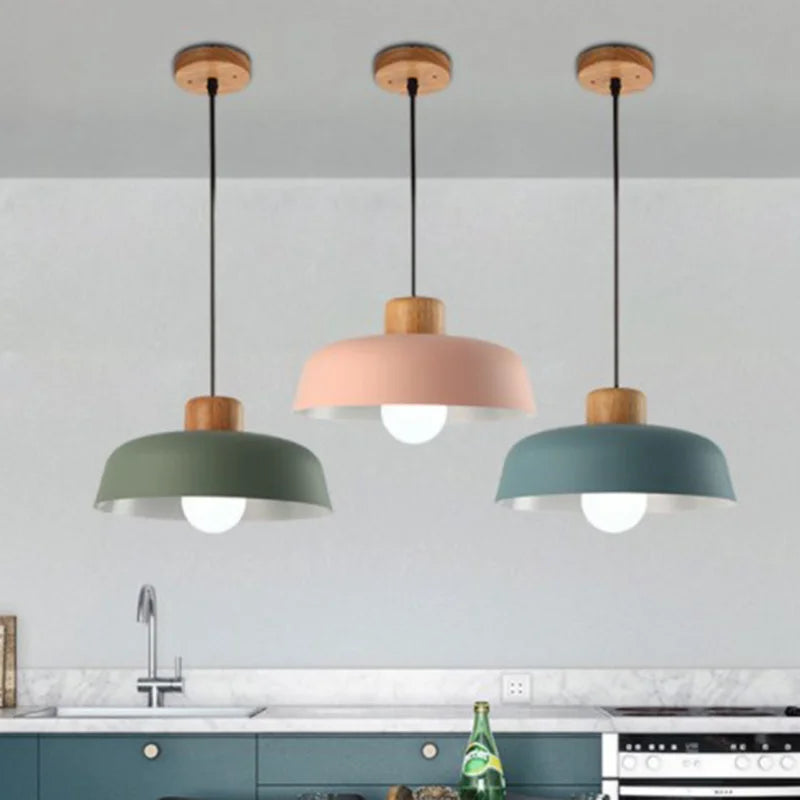 lampe suspendue style nordique macaron led en aluminium décoratif - vue 6 sur 12