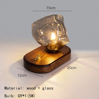 LED-Wandleuchte aus Holz mit Schalter und Glas