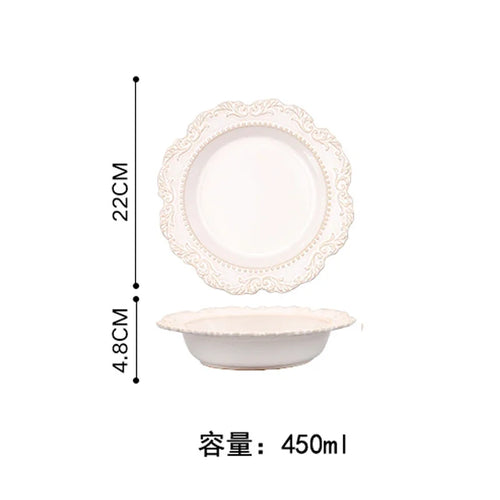 Service de table ceramique relief style vintage restaurant