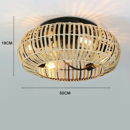 Leiser Deckenventilator aus Bambus mit Licht und Fernbedienung
