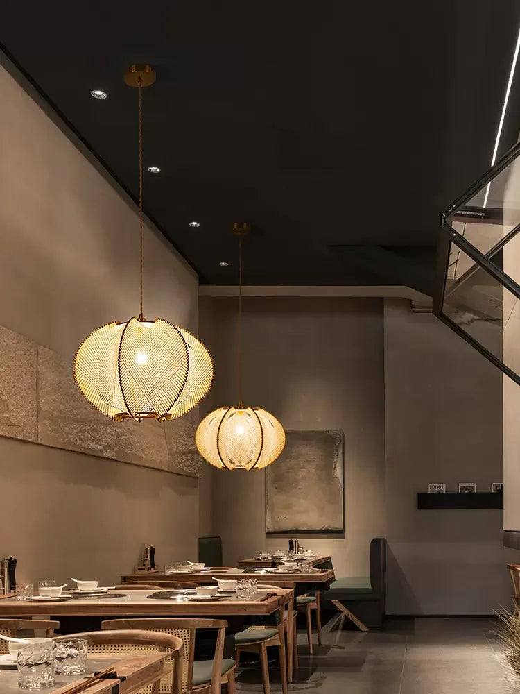 lustre moderne en corde de chanvre japonais pour décoration intérieure - vue 7 sur 9