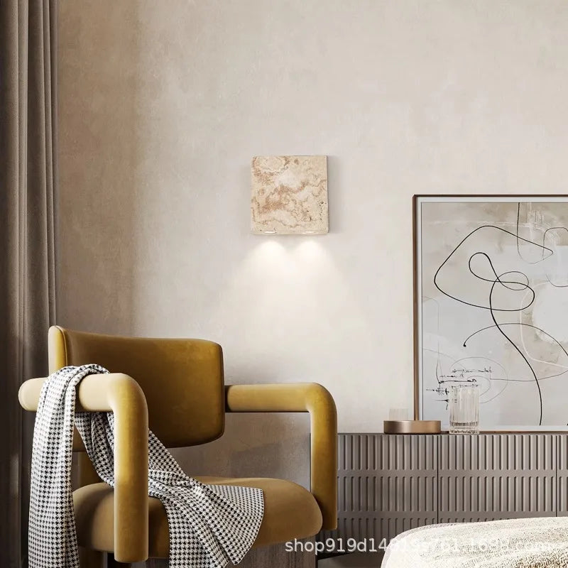 applique murale led en pierre naturelle 3000k lampe d'ambiance - vue 5 sur 8